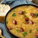 Caldo de Batata com Bacon e 2 Queijos